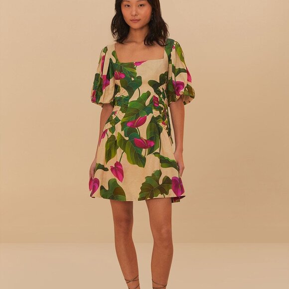 FARM Rio Dresses NWT Brand New - Sand Anthurium Leaves - Size M - Picture 1 of 6